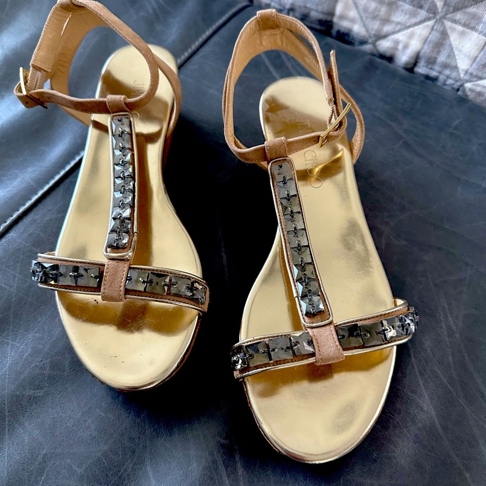 Jimmy Choo crystal platform sandals.